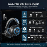 EKSA E5000 BT 2.4GHz Wireless Headphones Bluetooth 5.3 Gaming Headset Gamer with ENC Noise Cancelling Mic for PC/PS5/Xbox, 100H - NexoEden