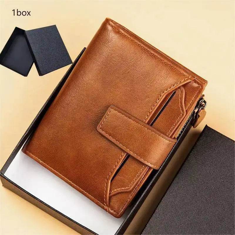 Men's Wallet New Leather Short Vintage Multi-card PU Leather Pop Gift Box Gift - NexoEden