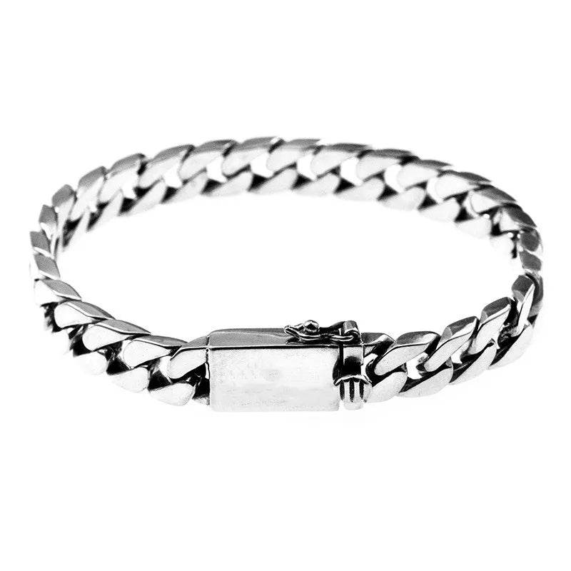 Silver Plated High Quality Fashion Miami Cuban Chain Bracelet Men's Trend Charm Bracelet Casual Business Party Jewelry Gift - NexoEden