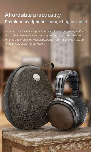 FiiO FT1 Closed-Back Over-Ear Nanowood Fiber Composite Diaphragm Wired Hi-Fi Headphones, American Black Wood Ear Cups for Studio - NexoEden