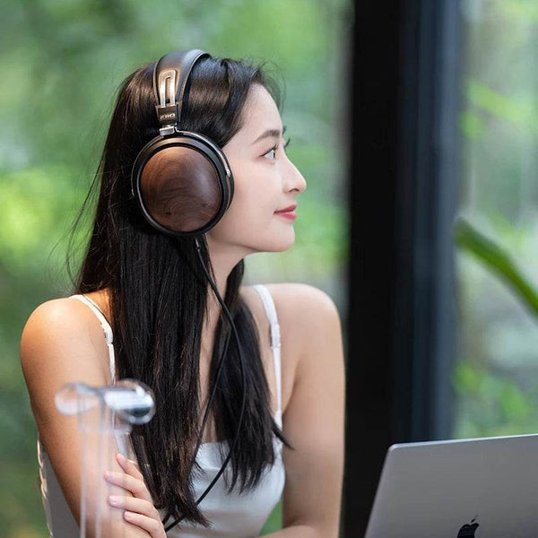 FiiO FT1 Closed-Back Over-Ear Headphone 60mm Dynamic Driver Hi-Res Audio Wired HiFi American Black Wood Ear Cups for Studio - NexoEden