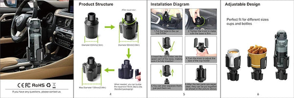 All Purpose Cup Holder Expander for Car Organizer Adapters Holders Universal Compatible with 2.56" to 5.51" NexoEden