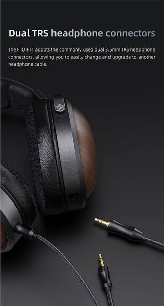 FiiO FT1 Closed-Back Over-Ear Nanowood Fiber Composite Diaphragm Wired Hi-Fi Headphones, American Black Wood Ear Cups for Studio - NexoEden