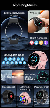 LIGE 2024 Smart watch Ladies Full touch Screen Sports Fitness watch IP67 waterproof Bluetooth For Android iOS Smart watch Female - NexoEden