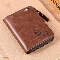 Fashion Men's Coin Purse Wallet RFID Blocking Man Leather Wallet Zipper Business Card Holder ID Money Bag Wallet Male Purse - NexoEden