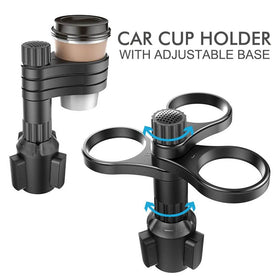 3 In 1 Car Cup Holder Expander Adapter 360 Rotating Insert Drinks Support Adjustable Base Car Cup Mount Beverage Bottle Bracket - NexoEden