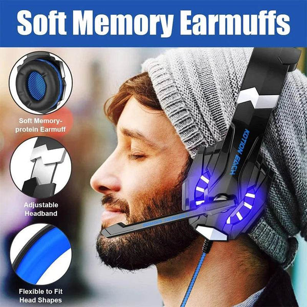G9000 Gaming Headset Over-Ear Wired Headphones Deep Bass Stereo Casque LED Light Earphone with Mic for PS4 PS5 Switch XBOX PC - NexoEden