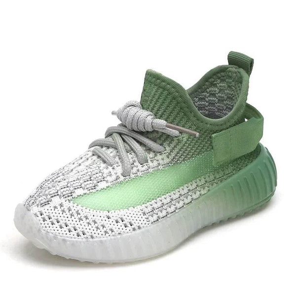 Children's Sports Shoes Soft Sole Thick Bottom Mesh Lace Up Gradient Sneakers Basketball Running Non Slip Boys Girls Fashion - NexoEden