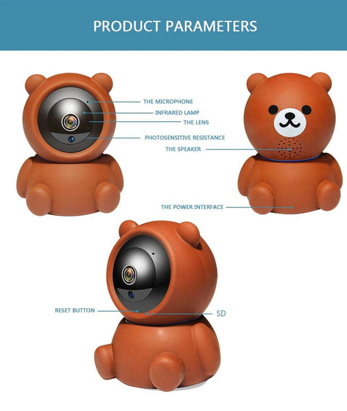 Smart Home Baby Security Monitor WiFi IP Camera Cartoon Bear Halloween Gift CCTV 1080P HD Surveillance Auto Tracking Camera - NexoEden