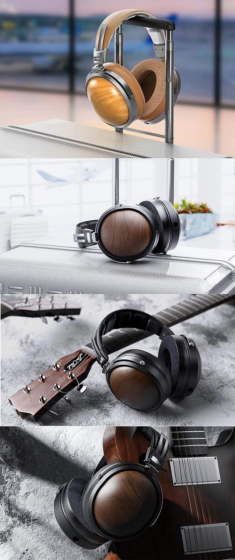 FiiO FT1 Closed-Back Over-Ear Nanowood Fiber Composite Diaphragm Wired Hi-Fi Headphones, American Black Wood Ear Cups for Studio - NexoEden