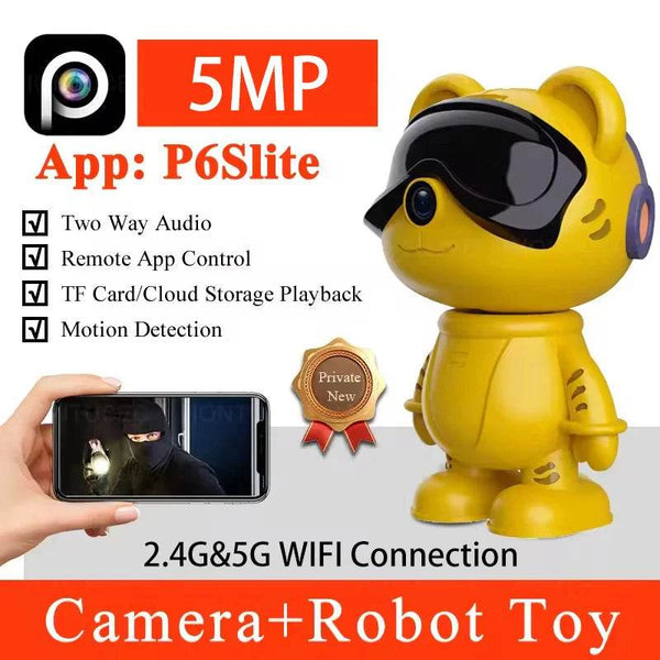 5MP Robot HD WIFI Mini IP Cameras Home Security Robot Camera PTZ Monitor Audio Video Security Surveillance 1080P Baby Monitor - NexoEden
