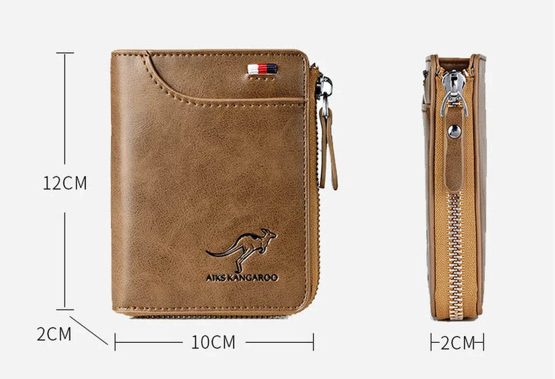 Fashion Men's Coin Purse Wallet RFID Blocking Man Leather Wallet Zipper Business Card Holder ID Money Bag Wallet Male Purse - NexoEden
