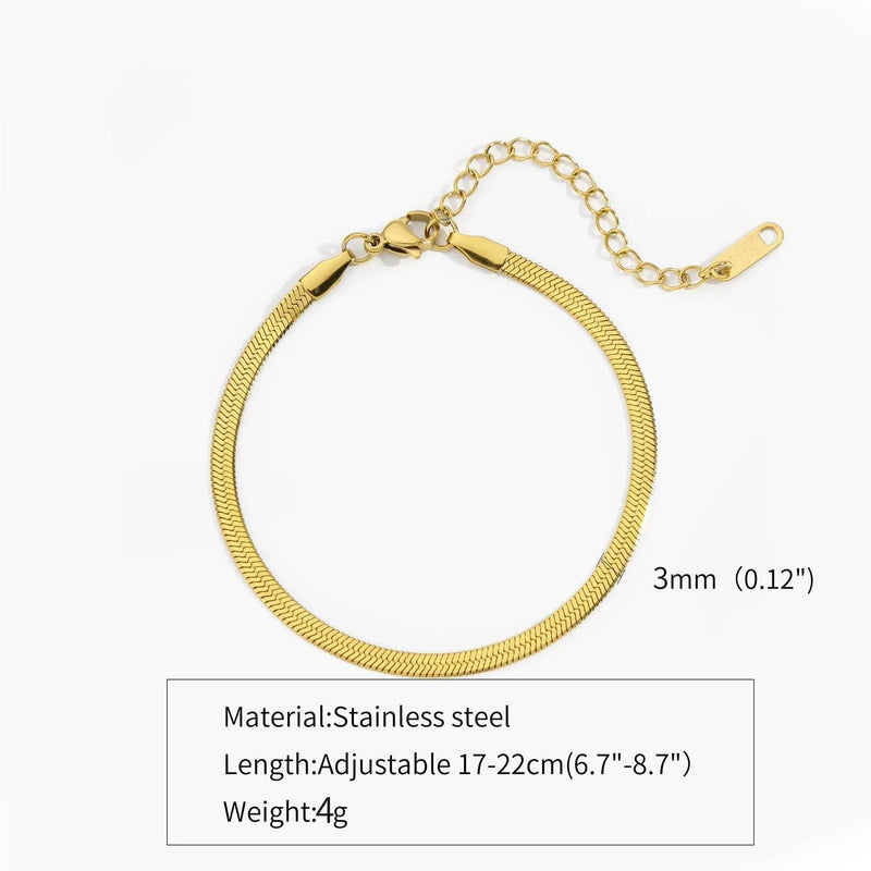 Hip Hop Stainless Steel Bracelet Gold Color Snake Chain Titanium Steel Bracelet For Women Men Fashion Jewelry Accessories - NexoEden