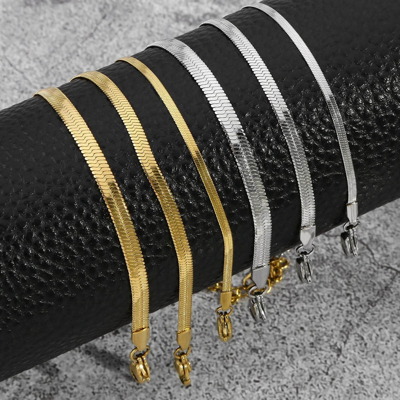 Hip Hop Stainless Steel Bracelet Gold Color Snake Chain Titanium Steel Bracelet For Women Men Fashion Jewelry Accessories - NexoEden