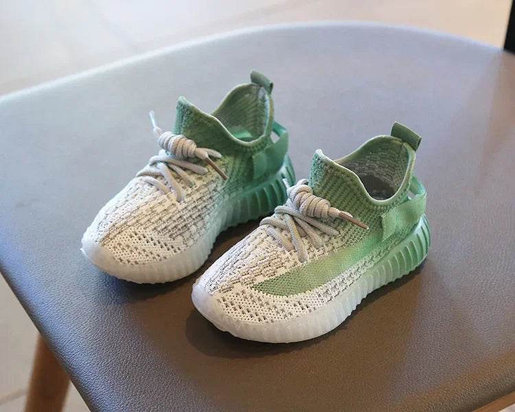 Children's Sports Shoes Soft Sole Thick Bottom Mesh Lace Up Gradient Sneakers Basketball Running Non Slip Boys Girls Fashion - NexoEden