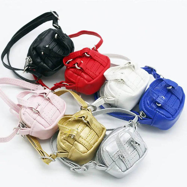 For 1/6 1/8 1/12 BJD Dolls Backpack Blyth OB11 Bags Dolls Accessories Vest Bag PU Leather Belt Bag Purse Dollhouse Kids Toys - NexoEden