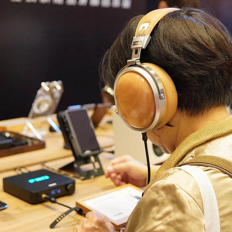 FiiO FT1 Closed-Back Over-Ear Headphone 60mm Dynamic Driver Hi-Res Audio Wired HiFi American Black Wood Ear Cups for Studio - NexoEden