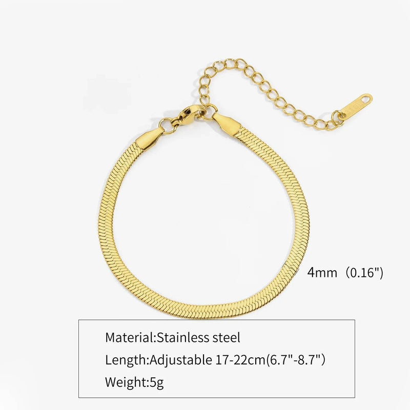 Hip Hop Stainless Steel Bracelet Gold Color Snake Chain Titanium Steel Bracelet For Women Men Fashion Jewelry Accessories - NexoEden