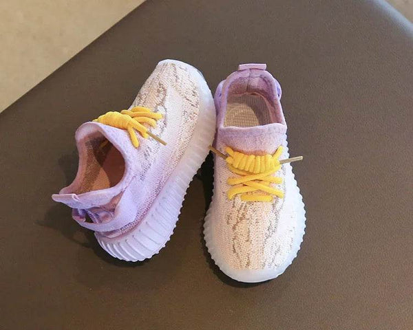 Children's Sports Shoes Soft Sole Thick Bottom Mesh Lace Up Gradient Sneakers Basketball Running Non Slip Boys Girls Fashion - NexoEden