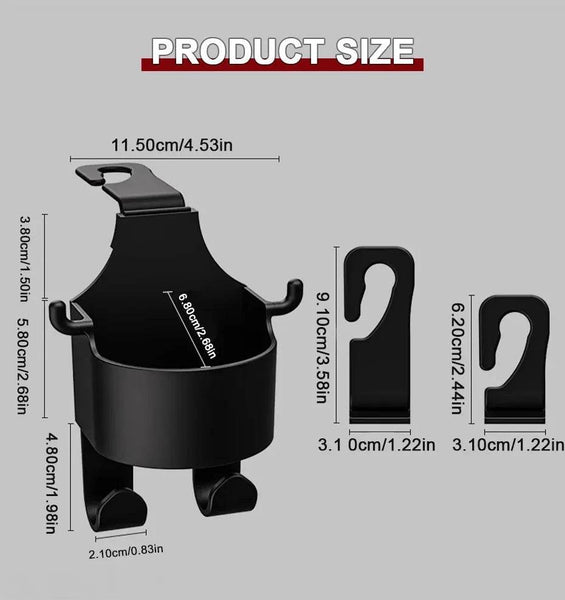 SEAMETAL Car Seat Back Drink Holder Hanging Cup Holder with Hook Universal Auto Rear Row Hanger Stable Bottle Holder Phone Stand - NexoEden