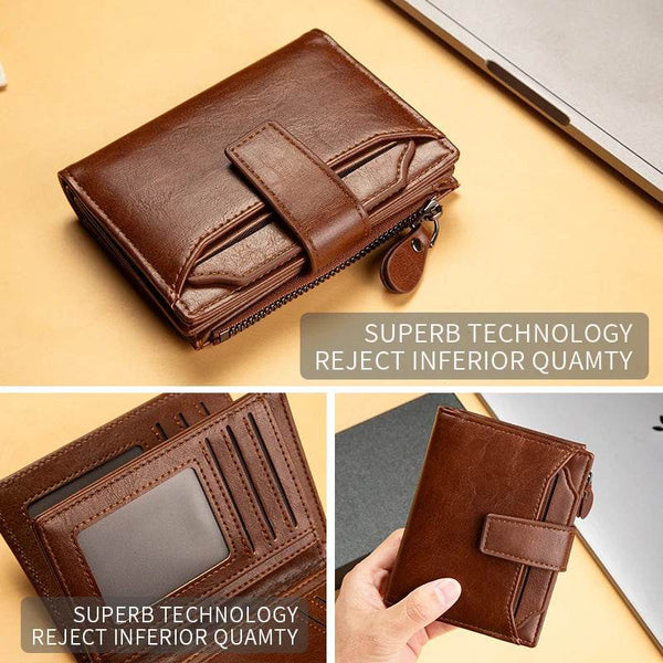 Men's Wallet New Leather Short Vintage Multi-card PU Leather Pop Gift Box Gift - NexoEden