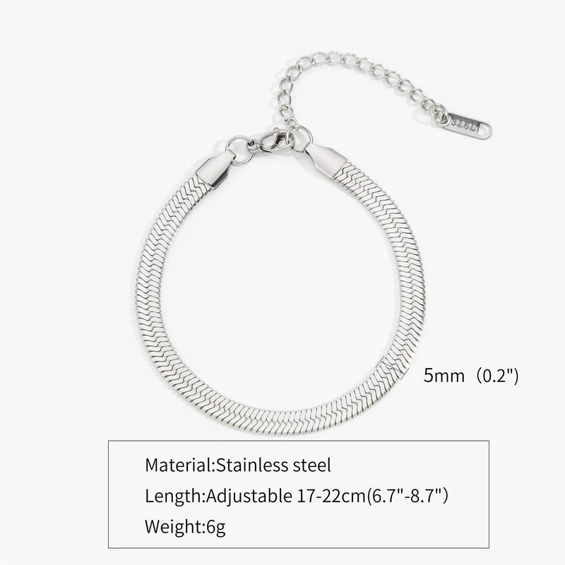 Hip Hop Stainless Steel Bracelet Gold Color Snake Chain Titanium Steel Bracelet For Women Men Fashion Jewelry Accessories - NexoEden