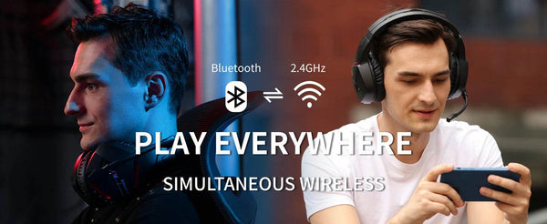 BINNUNE BW01 Wireless Gaming Headset for PC PS4 PS5 Playstation 4 5, 2.4G Wireless Bluetooth USB Gamer Headphones with Mic - NexoEden