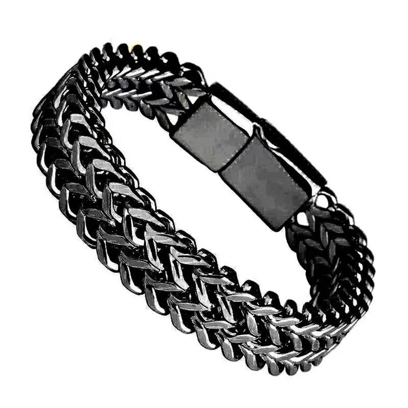 HNSP 10MM Stainless Steel Bracelet For Men Jewelry Hidden Locks Hand Chain 19/21/23CM Size Accessories - NexoEden