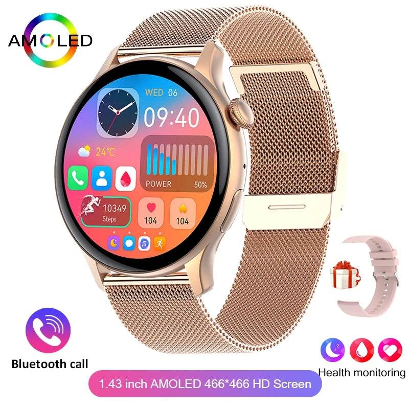 2024 True AMOLED Smart Watch Ladies Screen Always Show Time 466*466 HD Health Tracker Voice Calling Smartwatch Women For Xiaomi - NexoEden