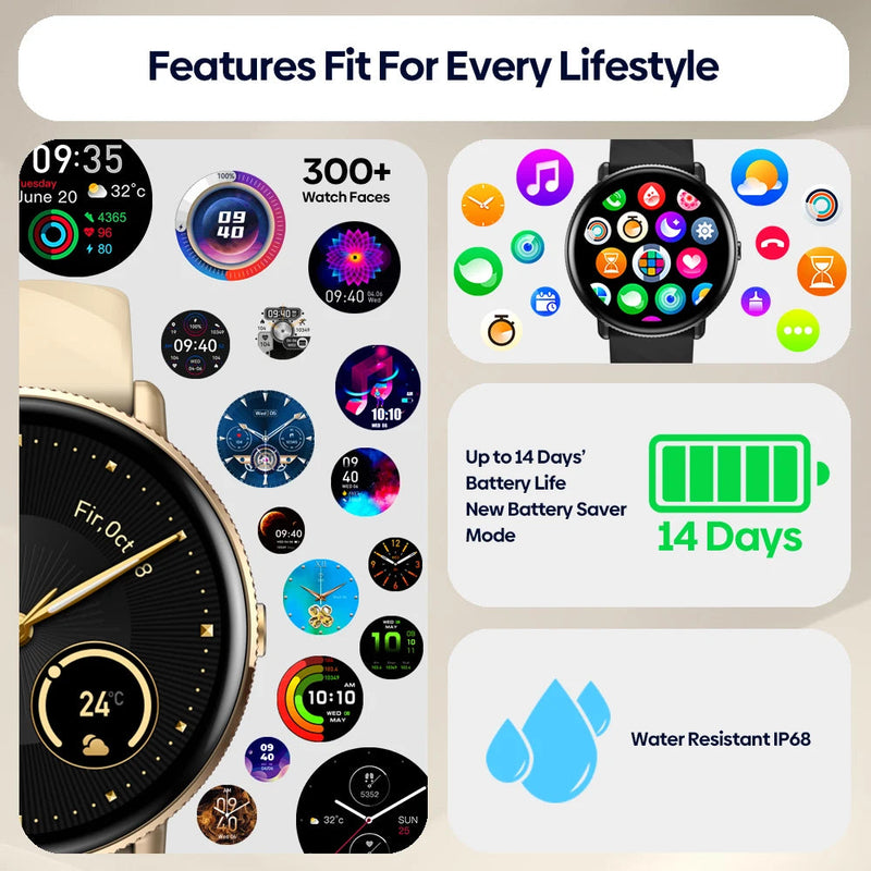 Zeblaze GTR 3 Pro Voice Calling Smart Watch 1.43" AMOLED Display 316L Stainless Steel Frame Fitness Tracking Smartwatch NexoEden