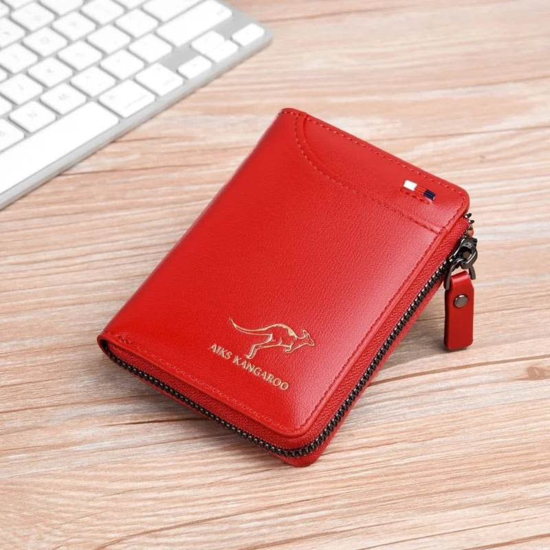 Fashion Men's Coin Purse Wallet RFID Blocking Man Leather Wallet Zipper Business Card Holder ID Money Bag Wallet Male Purse - NexoEden