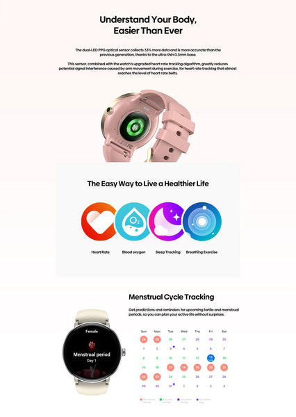 New 2025 Zeblaze LILY 2 Voice Calling Female Smartwatch Double Strap 1.2" HD AMOLED Display Health Monitoring Sports Smart Watch NexoEden