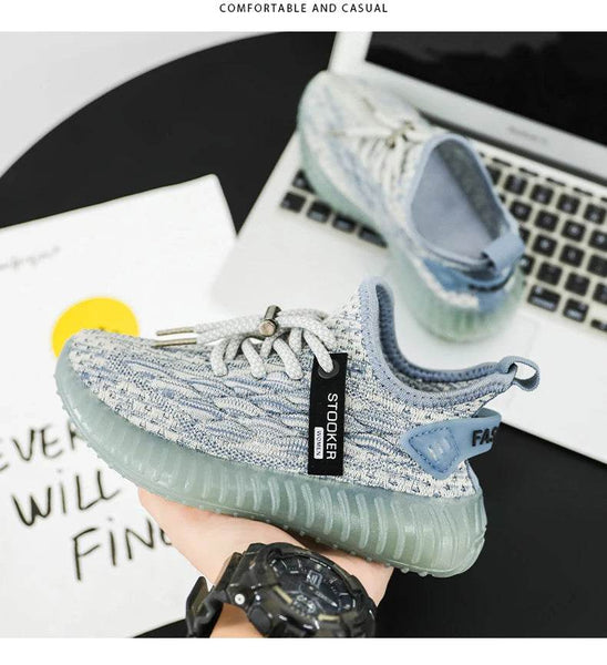 New Young Children Sneakers Boys Girls Coconut Casual Shoes Kids Breathable Flying Knit Trainers Lightweight Sole Running Shoes - NexoEden