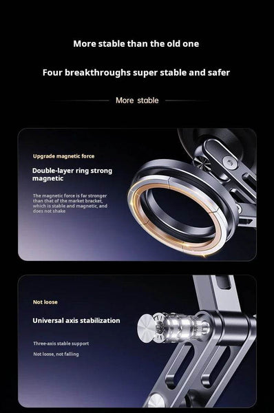 360 Degree Rotation Magnetic Vacuum Adsorption Car Mount Mobile Phone Holder Foldable Aluminum Alloy Suitable for Smartphones - NexoEden