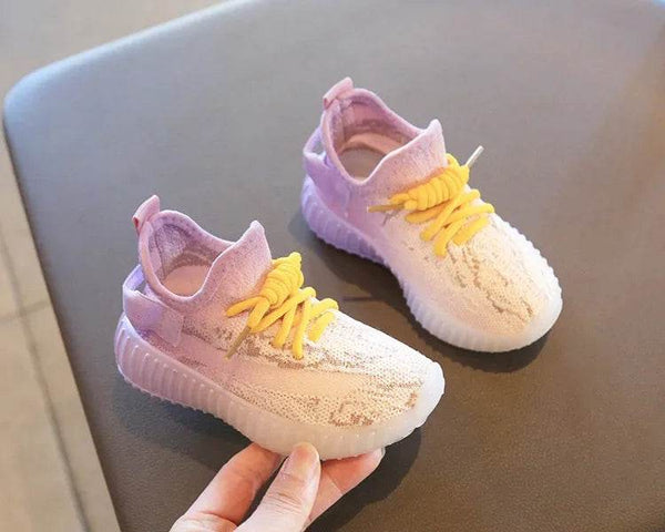 Children's Sports Shoes Soft Sole Thick Bottom Mesh Lace Up Gradient Sneakers Basketball Running Non Slip Boys Girls Fashion - NexoEden