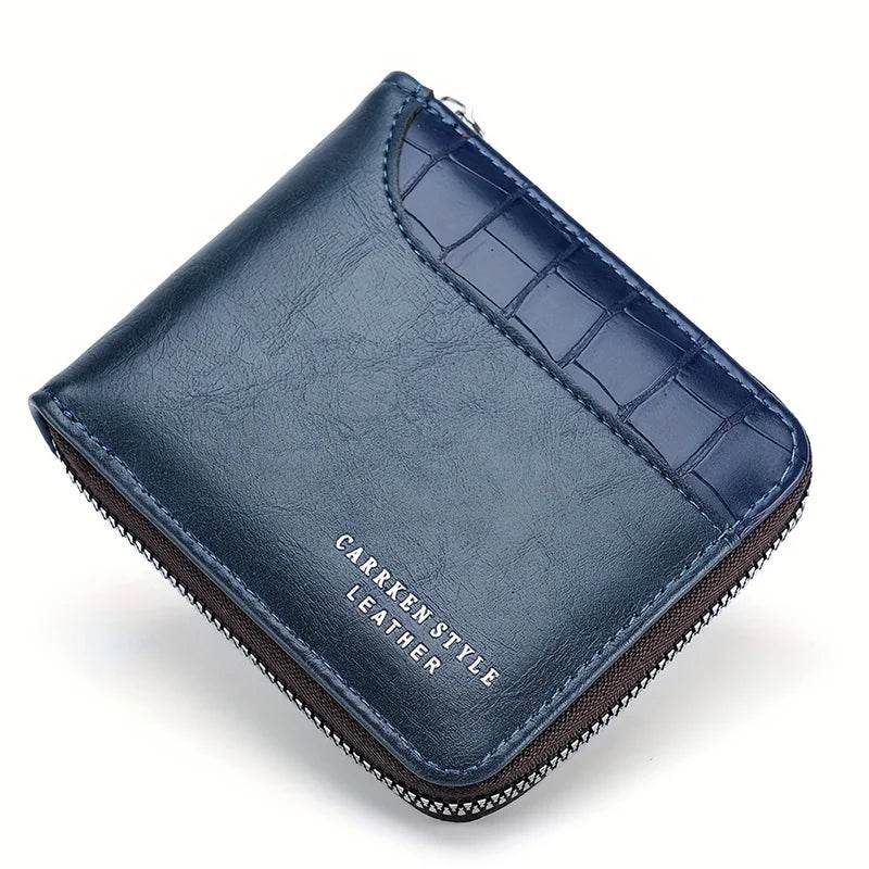 Leather Men’s Wallet Luxury Mens Purse Male Zipper Card Holders with Coin Pocket Rfid Wallets Gifts for Men Money Bag - NexoEden