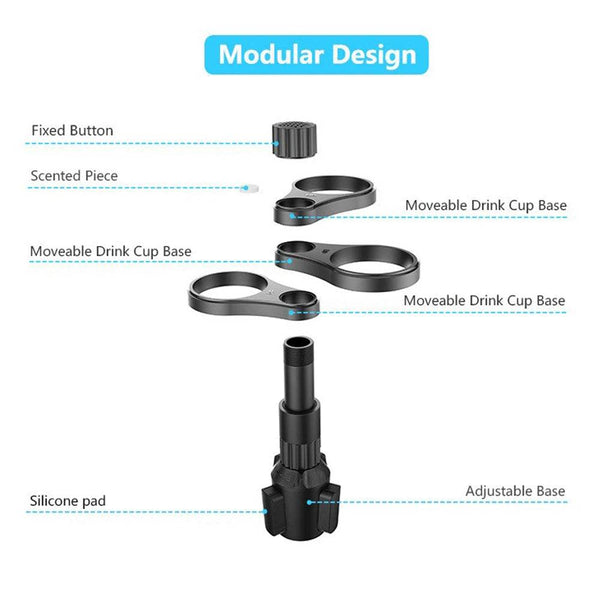 3 In 1 Car Cup Holder Expander Adapter 360 Rotating Insert Drinks Support Adjustable Base Car Cup Mount Beverage Bottle Bracket - NexoEden