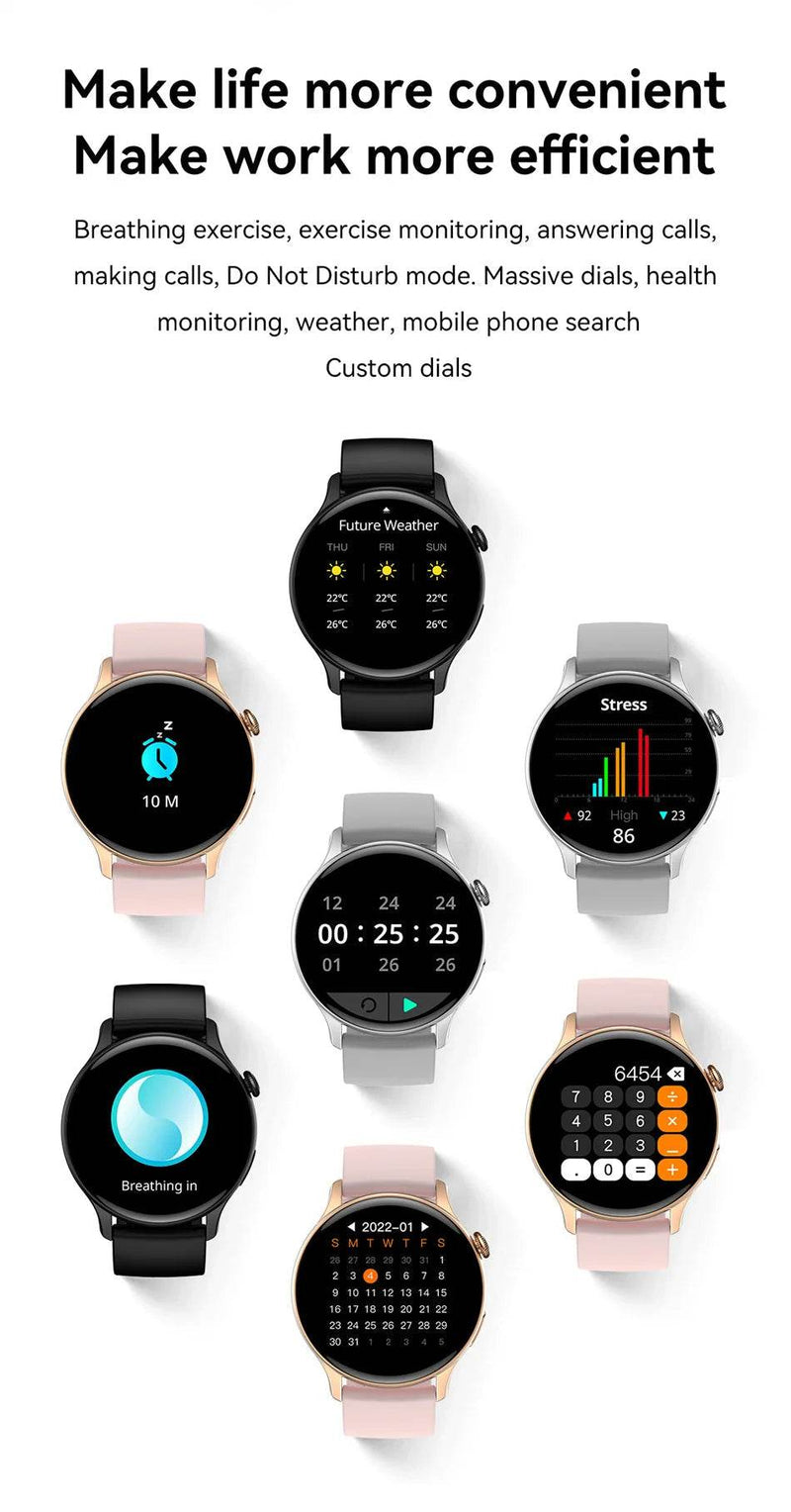 2024 True AMOLED Smart Watch Ladies Screen Always Show Time 466*466 HD Health Tracker Voice Calling Smartwatch Women For Xiaomi - NexoEden