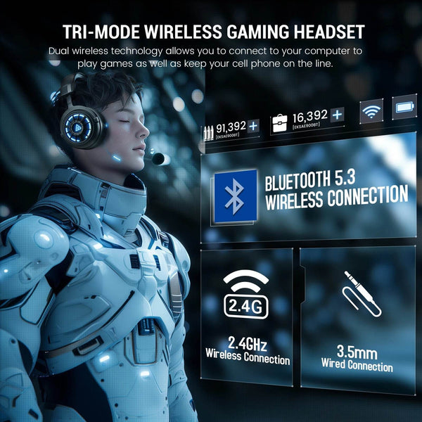EKSA E5000 BT 2.4GHz Wireless Headphones Bluetooth 5.3 Gaming Headset Gamer with ENC Noise Cancelling Mic for PC/PS5/Xbox, 100H - NexoEden