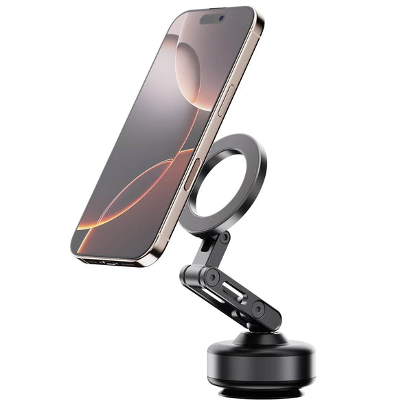 360 Degree Rotation Magnetic Vacuum Adsorption Car Mount Mobile Phone Holder Foldable Aluminum Alloy Suitable for Smartphones - NexoEden