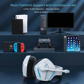 BINNUNE BW01 Wireless Gaming Headset for PC PS4 PS5 Playstation 4 5, 2.4G Wireless Bluetooth USB Gamer Headphones with Mic - NexoEden