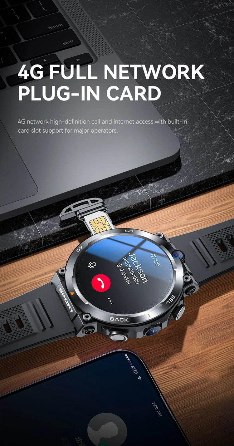 4G LTE Smartwatch 2024 Android os GPS Video Voice Wi-Fi Call Messaging HD Dual Cameras 4G Sim Card WIFI Men&