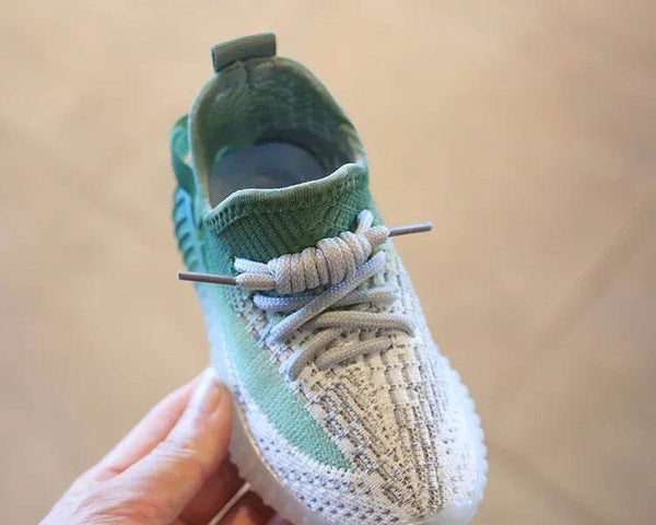 Children's Sports Shoes Soft Sole Thick Bottom Mesh Lace Up Gradient Sneakers Basketball Running Non Slip Boys Girls Fashion - NexoEden