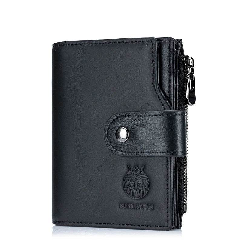 SCHLATUM Genuine Leather Men Business Wallet RFID Men Card Id Holder Coin Purse Travel Wallet Anti-theft Swipe - NexoEden
