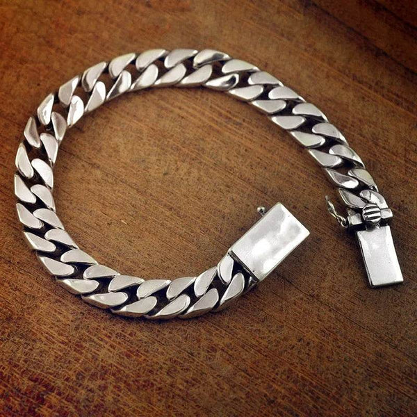 Silver Plated High Quality Fashion Miami Cuban Chain Bracelet Men's Trend Charm Bracelet Casual Business Party Jewelry Gift - NexoEden