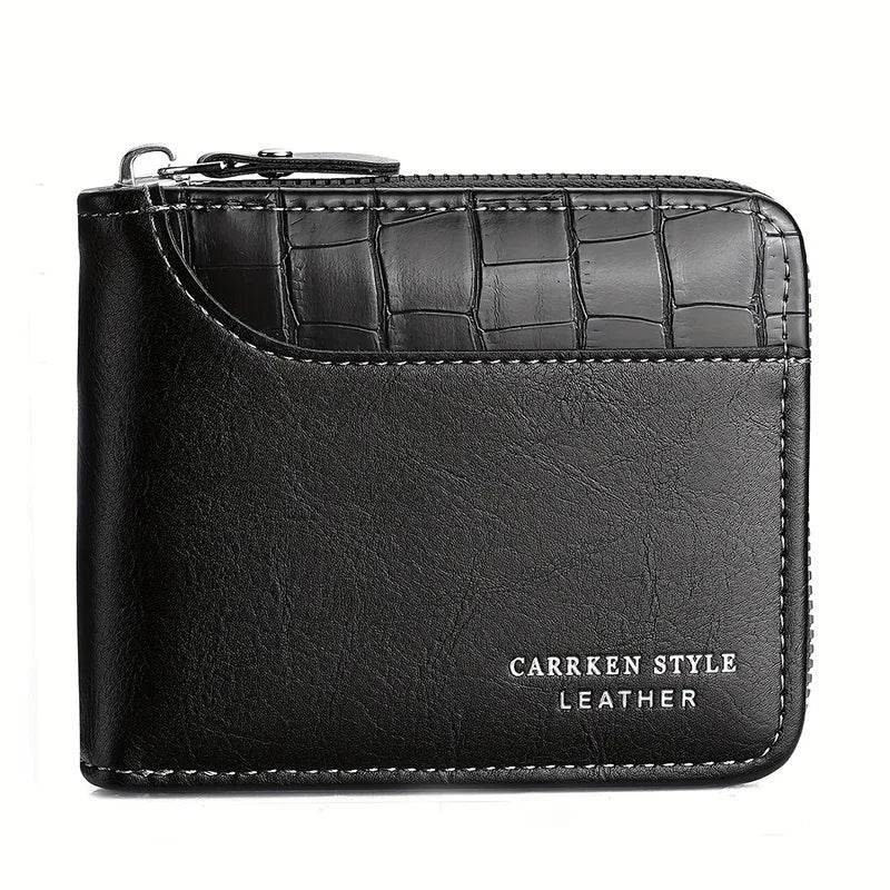 Leather Men’s Wallet Luxury Mens Purse Male Zipper Card Holders with Coin Pocket Rfid Wallets Gifts for Men Money Bag - NexoEden