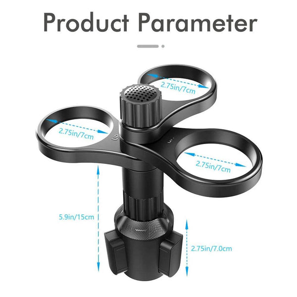 3 In 1 Car Cup Holder Expander Adapter 360 Rotating Insert Drinks Support Adjustable Base Car Cup Mount Beverage Bottle Bracket - NexoEden