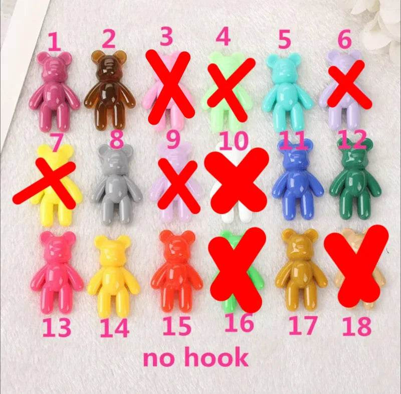20Pcs 28*45MM Violent Bear Charms Glitter Flatback Resin Craft Jewlery Findings For Necklace Pendant Keychain Diy Making - NexoEden