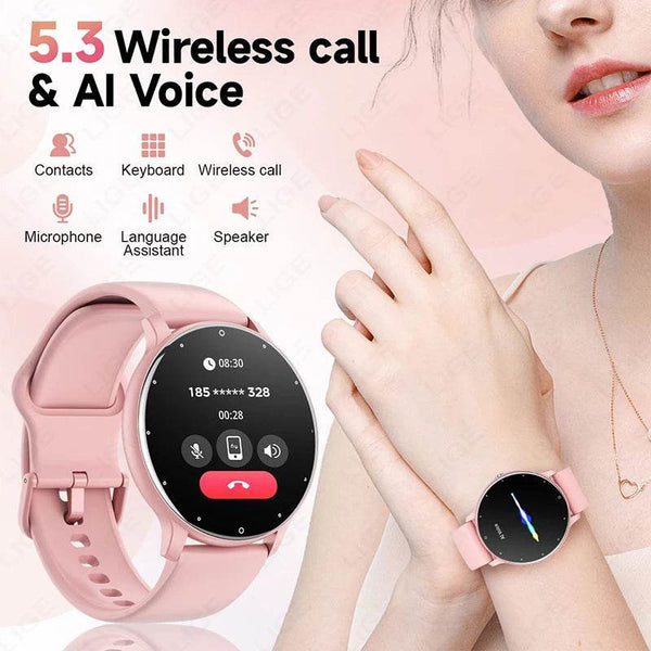 LIGE 2024 Smart watch Ladies Full touch Screen Sports Fitness watch IP67 waterproof Bluetooth For Android iOS Smart watch Female - NexoEden