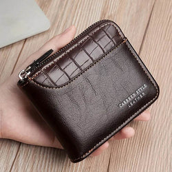 Leather Men’s Wallet Luxury Mens Purse Male Zipper Card Holders with Coin Pocket Rfid Wallets Gifts for Men Money Bag - NexoEden